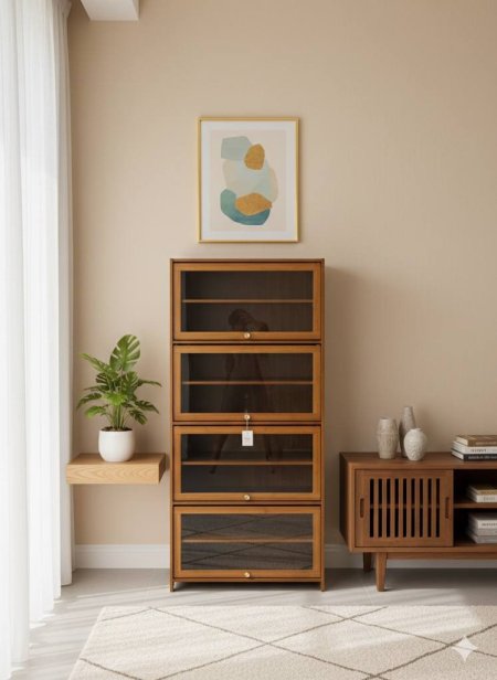 خزانة المطبخ المميزة ب8ارفف و4 دفات قلاب